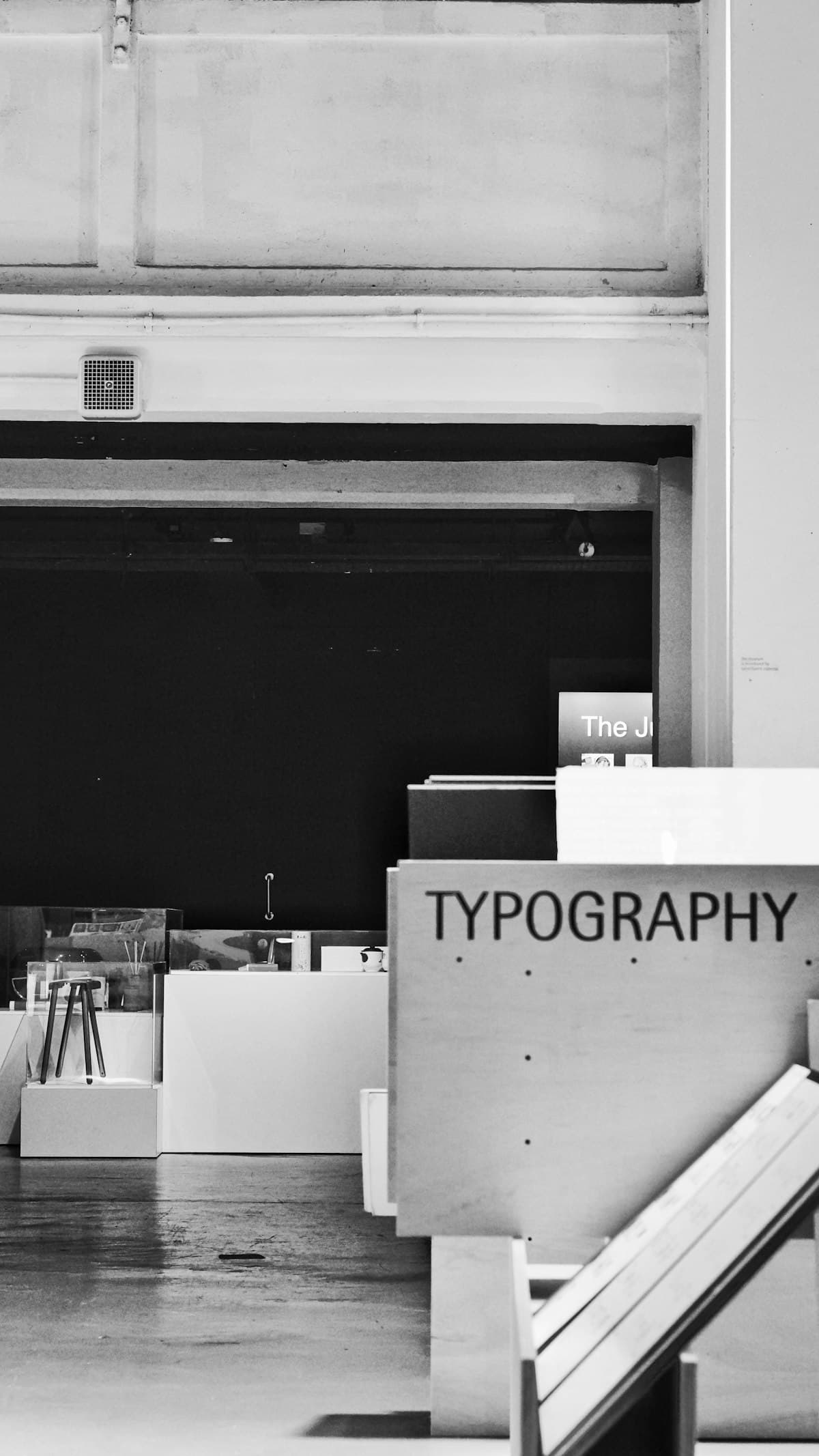 Typography exhibit signage in a design gallery